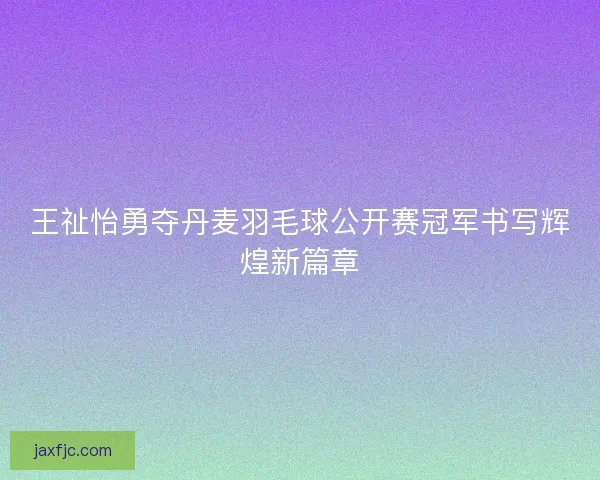 王祉怡勇夺丹麦羽毛球公开赛冠军书写辉煌新篇章